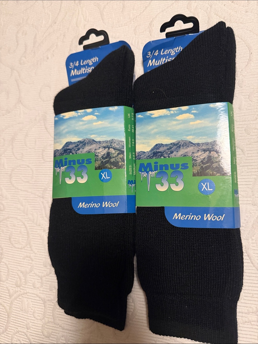 Minus 33 Merino Wool 3/4 Length Multi Sport Socks. NWT Bundle of 2. XL